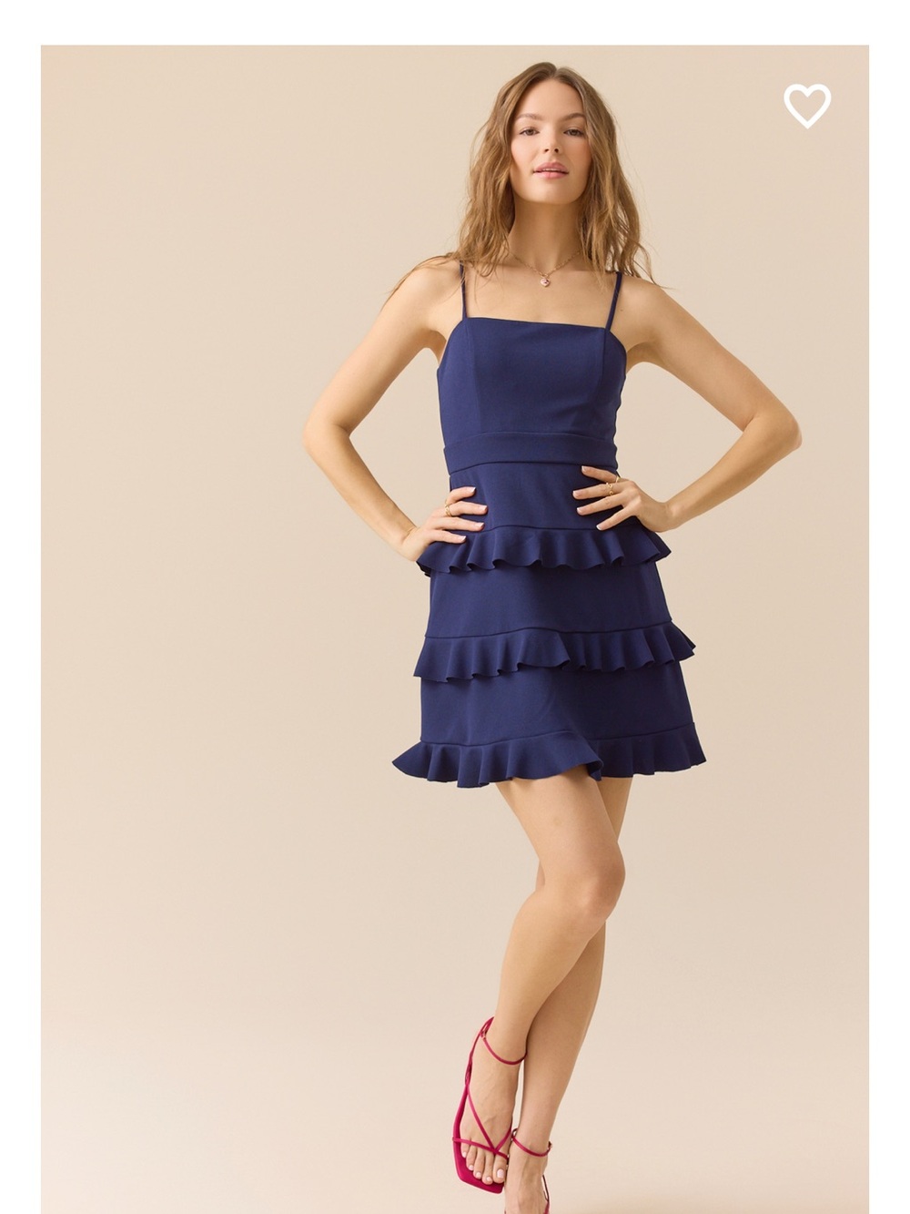 Altar'd State Navy Tiered Ruffle Spaghetti Strap Mini Dress
